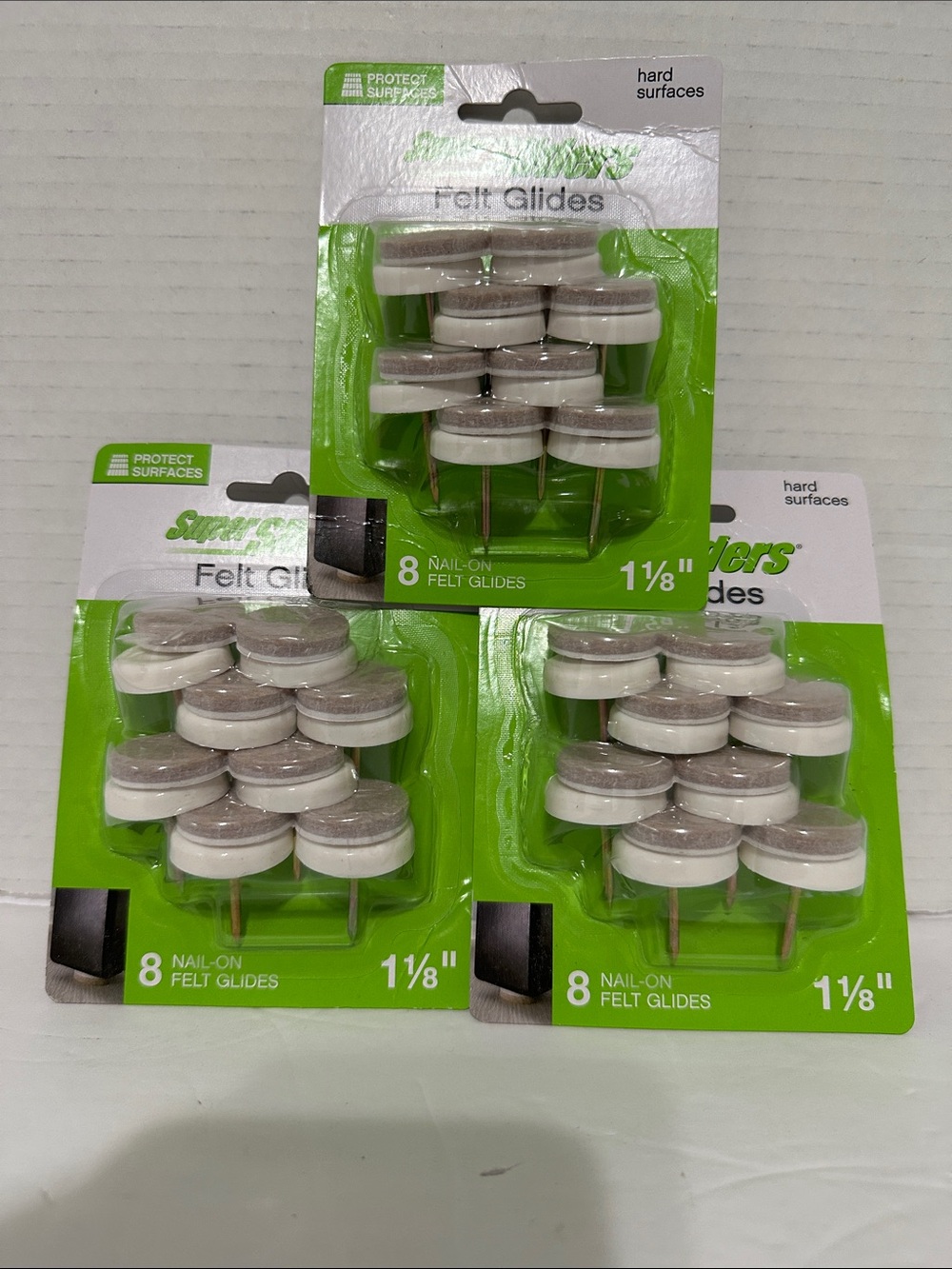 Super Slider Nail on Felt Glides 1 1/8” 8 per Pack Lot of 3